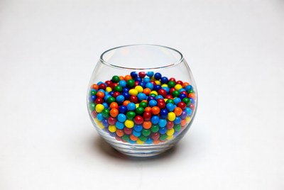 Colorful Candy Balls in Glass Bowl