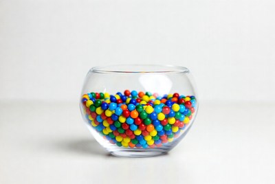 Colorful Candy Balls in Glass Bowl
