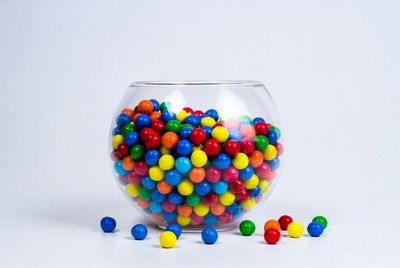 Colorful Candy Balls in Glass Bowl