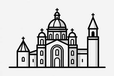 Line Art Orthodox Church Illustration