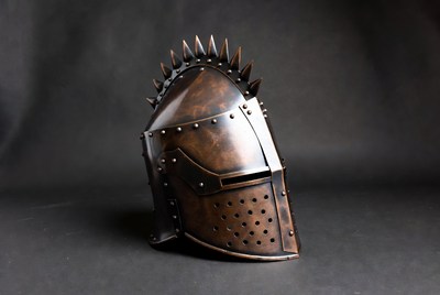 Spiked Bronze Medieval Knight Helmet