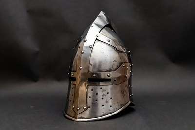 Medieval Knight Helmet on Black Background
