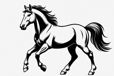 Galloping horse black illustration