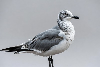 Gray Gull Standing on Legs