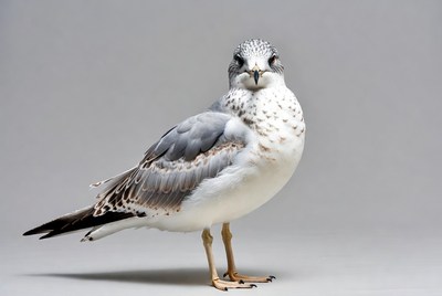 Gray seagull standing on isolated background