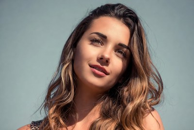 Beautiful woman with wavy brown hair