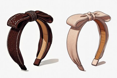 Brown and Beige Bow Headbands