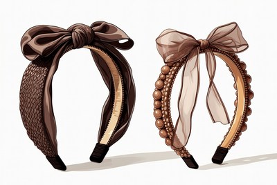 Brown Bow Headbands Illustration