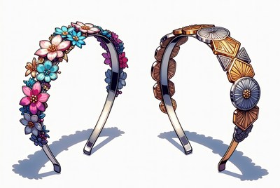 Colorful Flower Headbands Illustration