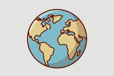 Cartoon Globe on Gray Background