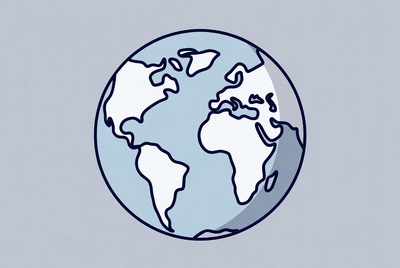 Blue Outline World Globe Illustration