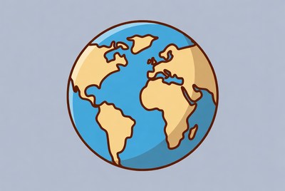 Cartoon Globe on Blue Background