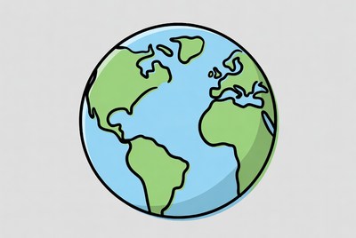 Cartoon Globe on Gray Background