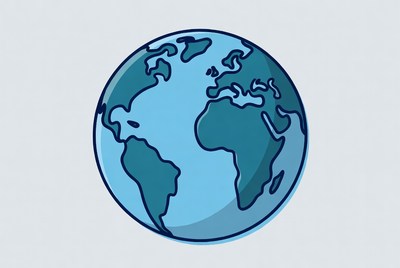 Blue Cartoon Earth Globe