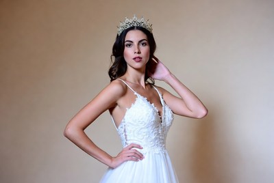 Woman in white wedding dress with tiara