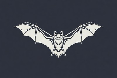 White bat illustration on dark background