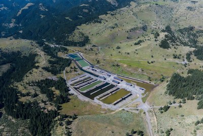 Aerial View of Fish Farm in Mountains