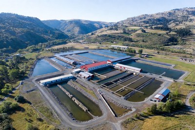 Aerial View of Fish Farm in Mountains