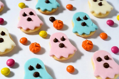 Colorful Ghost Halloween Cookies