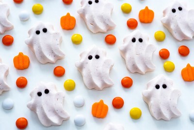 Ghost Marshmallows with Candy Pumpkins
