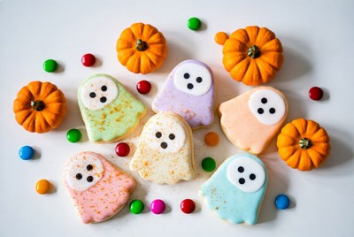 Colorful Ghost Halloween Cookies