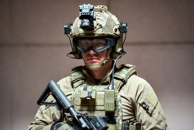 Soldier in tactical gear with rifle