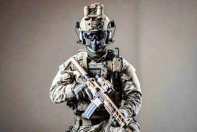 Soldier with rifle in tactical gear