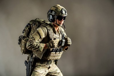 Soldier in tactical gear with backpack