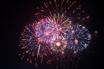 Colorful Fireworks Exploding in Night Sky