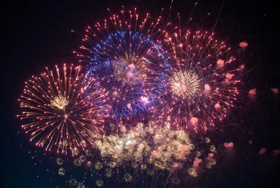 Colorful Fireworks Exploding in Night Sky