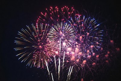 Colorful Fireworks Exploding in Night Sky