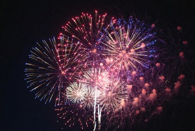 Colorful Fireworks Exploding in Night Sky