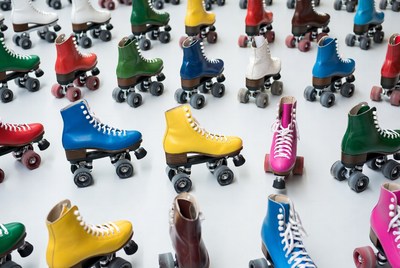 Colorful Roller Skates on White Background