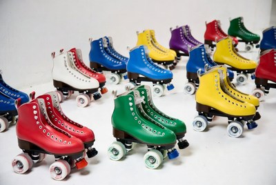 Colorful Roller Skates on White Background