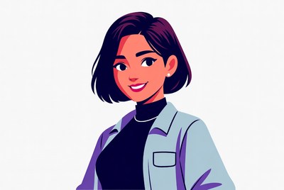 Smiling Asian woman in denim jacket