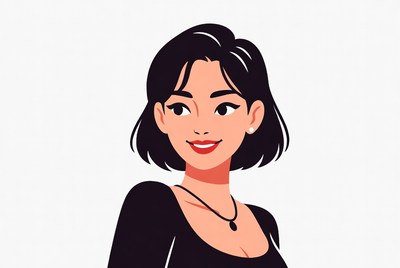 Smiling Asian woman portrait illustration