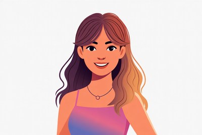 Smiling woman with wavy balayage hair