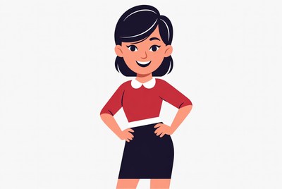 Smiling Asian woman in red blouse