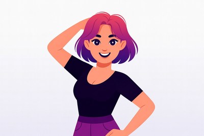 Cartoon woman scratching head thoughtfully