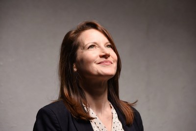 Woman looking up smiling