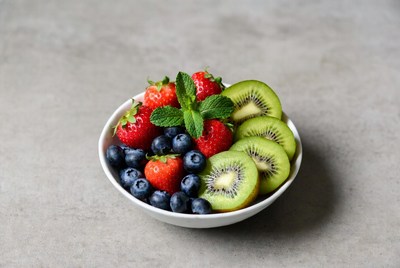 Strawberries Blueberries Kiwi in Bowl