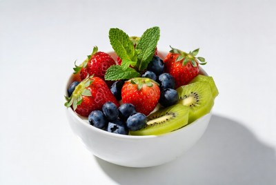 Strawberries Blueberries Kiwi Mint Bowl