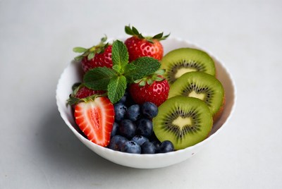 Bowl of Strawberries, Blueberries, Kiwi