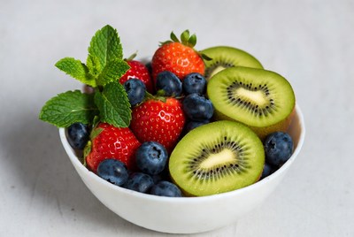 Strawberries Blueberries Kiwi Fruit Bowl