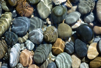 Colorful pebbles underwater