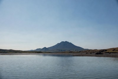 Mountain reflecting in calm lake