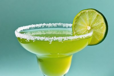Margarita with salt rim and lime