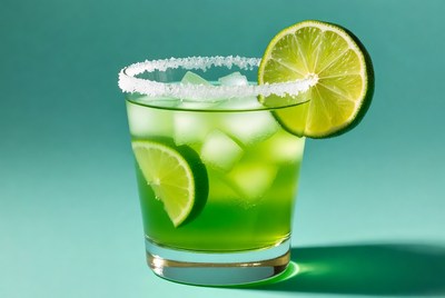 Margarita with salt rim and lime