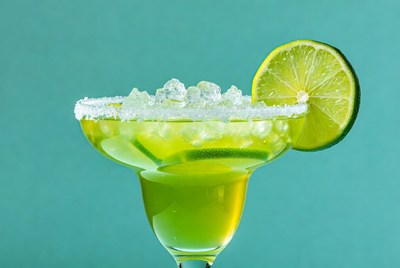 Margarita with salt rim and lime