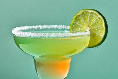 Margarita with salt rim and lime